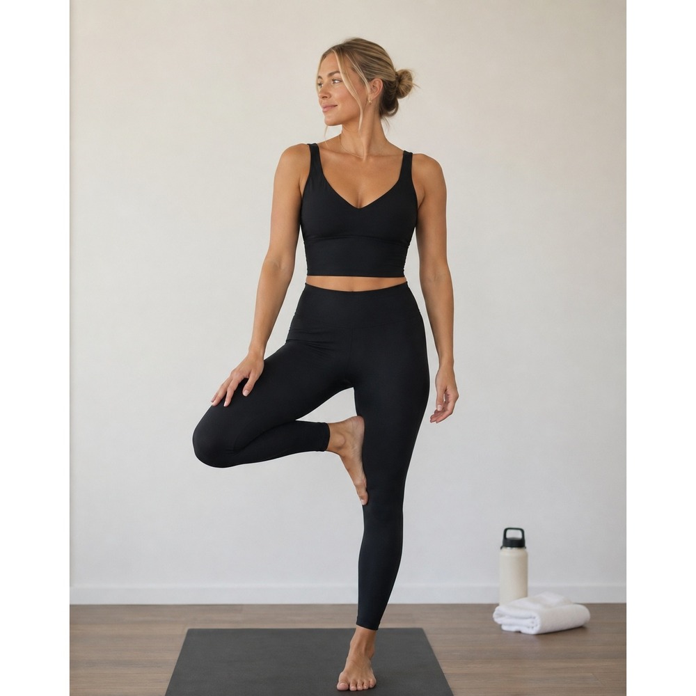 NWT THE GYM PEOPLE Black Longline Sports Bra Padded Yoga Workout Tank XL
